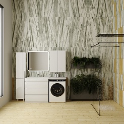 Style Line Тумба с раковиной Даллас 150 L 3 ящика под стиральную машину – фотография-13